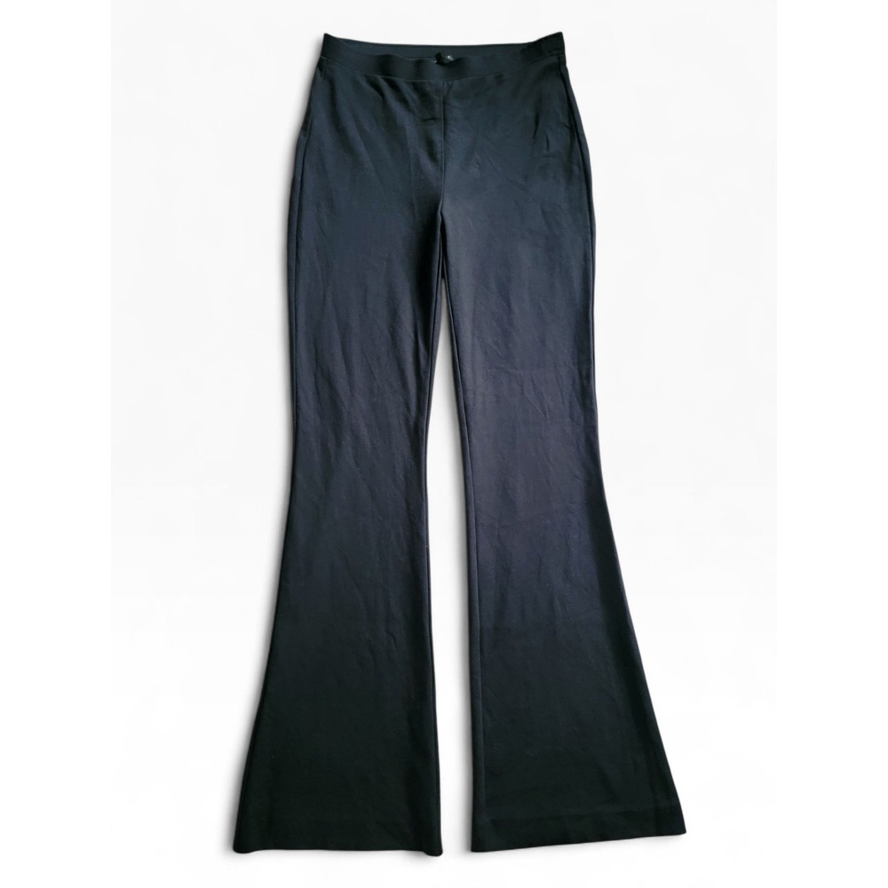 Kobi Halperin Black Stretch Knit Flare Leg Trousers Pants Medium Tall High Rise